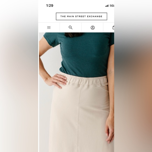 Main Street Exchange gray knit modest maxi skirt faux denim - Picture 7 of 8